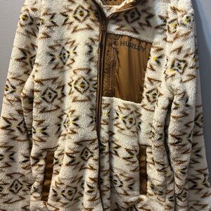 Hurley Brown and White Fleece Jacket